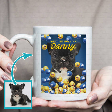Personalized Gift - Funny Icon Reaction Social Media Portrait Puppy For Puppy Lovers - White Mug